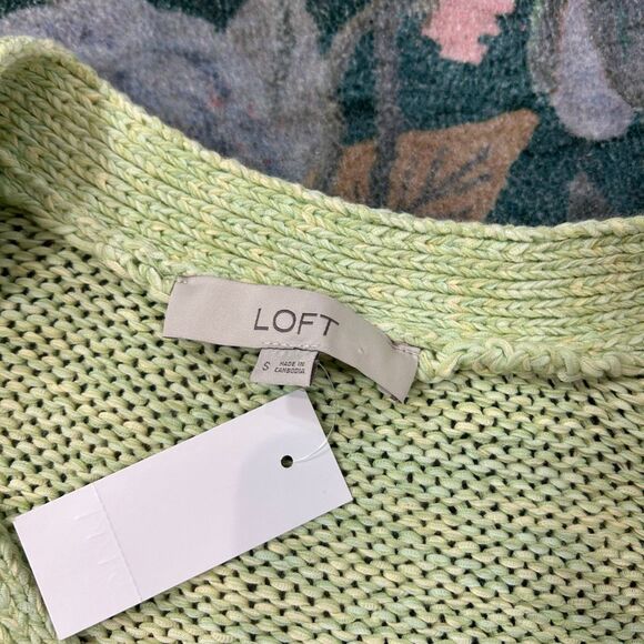 NWT Loft Sweater Womens Small Lime Green Marled Knit Cardigan Cropped Button Up - Picture 5 of 13